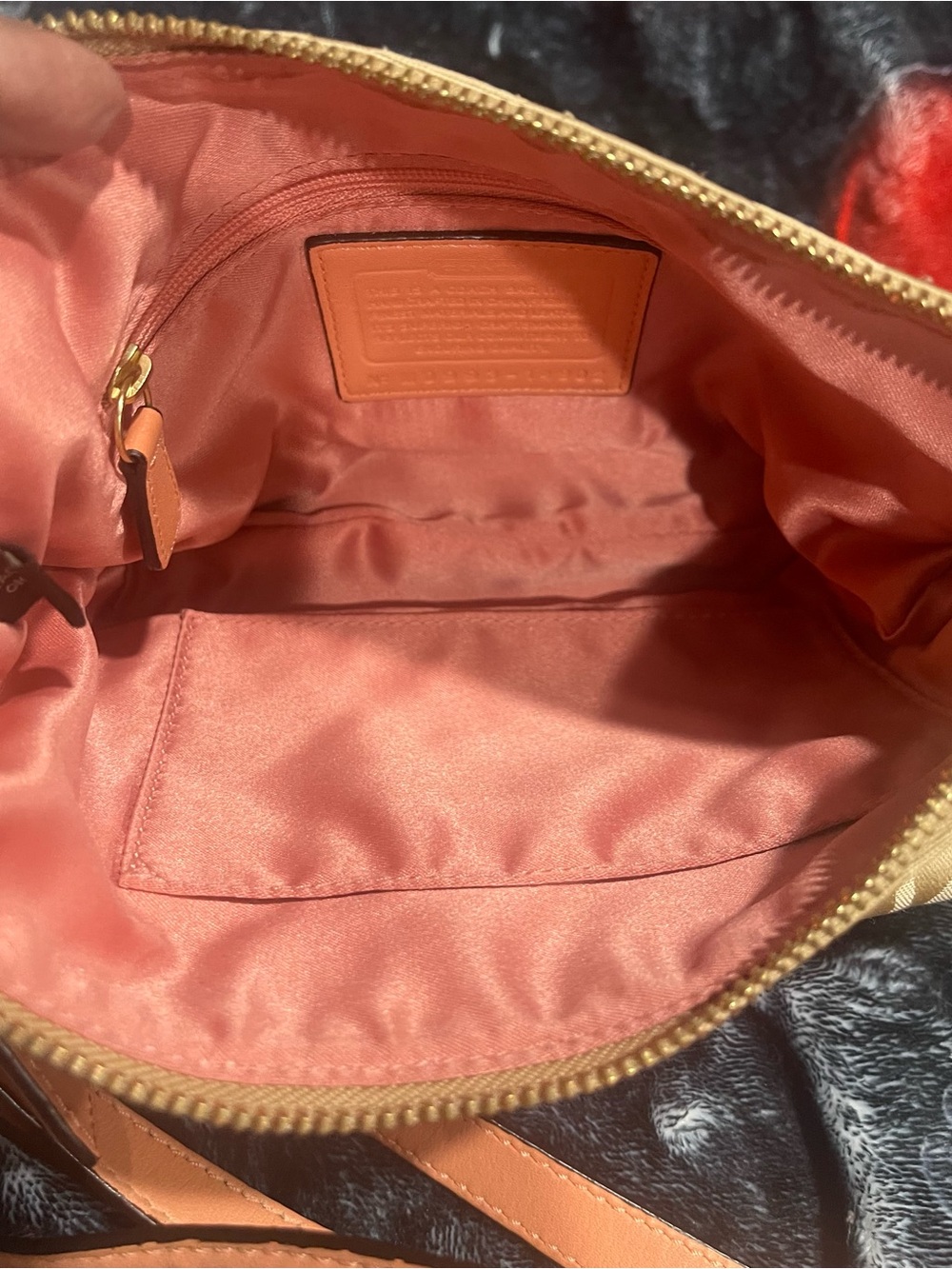Coach Kristin Khaki Signature Jacquard Crossbody with Coral Trim - Picture 7 of 8